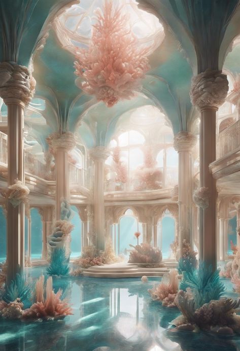 Underwater Palace, Magic Places Fantasy Dreams, Underwater House, Unicorns And Mermaids, Mermaid Pictures, Magical Life, Vintage Mermaid, Amazing Buildings, Ocean Vibes