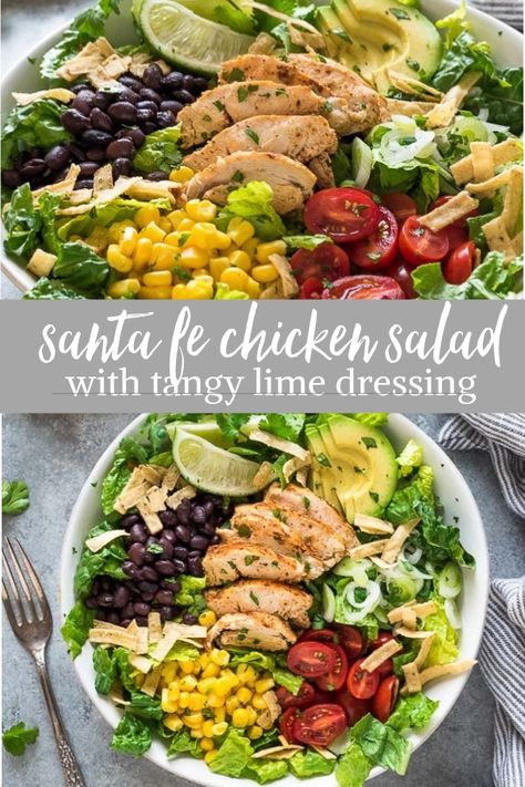 Santa Fe Chicken Salad, Santa Fe Chicken, Salad With Chicken, Best Salad Recipes, Salad Recipes For Dinner, Main Dish Salads, Lime Dressing, Lunch Salads, Chicken Salad Recipes