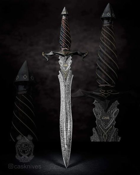 Short Swords, Short Swords Fantasy, Fantasy Dagger, Dark Steel, Cool Swords, Cool Knives, Military Equipment, Damascus Steel, Black Steel