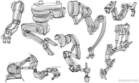 Mech Joints, Robot Joints, Scott Robertson, Robot Mechanics, Robot Design Sketch, Robot Parts, Arte Ninja, Robotic Arm, Mechanical Art