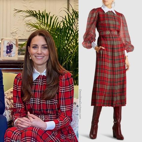 Tartan Dress Outfit, Burns Night Dress, Red Tartan Dress, Tartan Plaid Dress, Kate Middleton Outfits, Outfit Inspiration Women, Burns Night, Tartan Dress, Plaid Dress Shirt