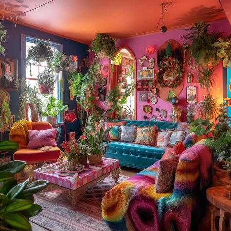 Pink Maximalism, Maximalist Homes, Circus Chic, Apt Aesthetic, California Bedroom, Horoscope Tattoos, Colourful Living Room Decor, Bohemian Furniture, Maximalist Design