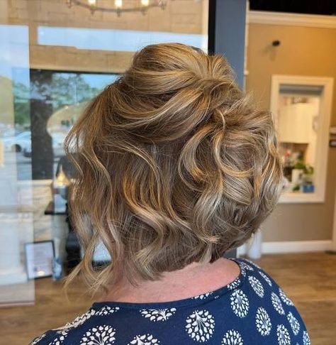 Mother of the Bride Curled Bob Half Updo Short Wedding Hair For Mother Of Bride, Short Hairstyles For Mother Of The Groom, Mother Of Bride Bob Hairstyles, Short Bob Mother Of The Bride Hairstyles, Short Hair Mother Of Bride Hairstyles, Mom Of The Bride Hairstyles Short Hair, Short Hairstyles Mother Of The Bride, Mother Groom Hairstyles, Wedding Hair Styles For Mother Of The Bride