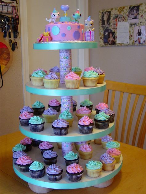 Littlest Pet Shop Cupcake Tower | by Cupcakes by Nicole Littlest Pet Shop Party, Lps Birthday Party Ideas, Littlest Pet Shop Birthday Party, Lps Cakes, Bake A Cake, 9th Birthday Parties, Cupcake Tower, I Wish I Was, Diy Birthday Party