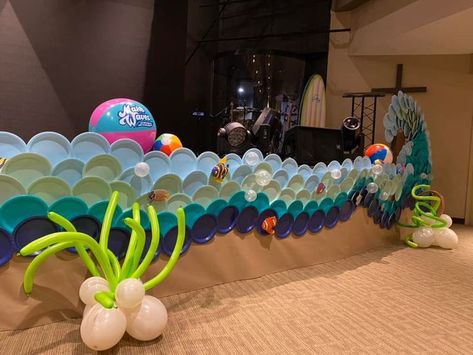 Beach Themed Parade Float, Underwater Hallway, Vbs Ocean Theme, Tech Theatre, Submerged Vbs, Ocean Vbs, Scuba Vbs, Beach Dance, Prom Decorations