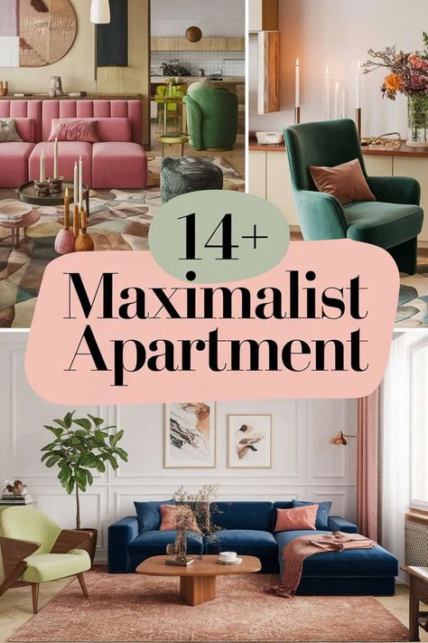 14 Maximalist Apartment Ideas to Inspire Your Next Home Transformation  Explore vibrant colors bold patterns and eclectic decor in these maximalist apartment ideas. Let your personality shine with unique furniture and artistic accessories. Mix and match different styles to create a cozy home that feels just right. Perfect for anyone wanting to make a big impact in their space! https://fabricerie.com/maximalist-apartment Unconventional Home Decor, Colorful Home Interior Design, Maximalist Small Apartment, Eclectic Apartment Decorating Ideas, Cosy Maximalism, Maximalist Apartment Decor, Ugly Apartment Decorating, Maximalist Decor Apartments, Maximalist Decor Kitchen