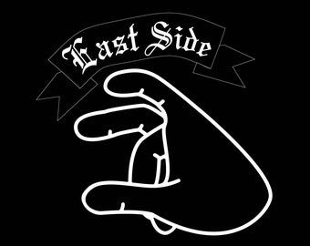 Eastside Gang Sign, East Side Gang Sign, South Side Gang, 18th Street Gang, Gang Sign, Boondocks Drawings, Side Ideas, Taco Bar, Butterflies Svg