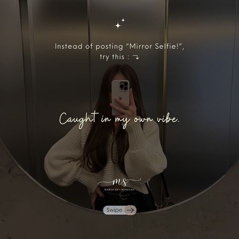 PART 98— another batch — instead of “Mirror Selfie! ”, try these alternatives 🥰 🏷️ #mirrorselfie #selfie #slay #photooftheday #captionideas #notes #instagramtips #randomideas #fyp #margesn #caption Mirror Mirror On The Wall Captions, Mirror Selfie Captions, Moon And Star Quotes, Unique Quote, Selfie Captions, Star Quotes, Instagram Tips, Mirror Selfie, Moon