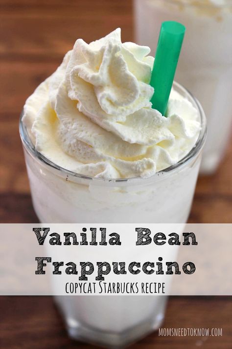 You can save a whole lot of money by making this copycat Starbucks Vanilla Bean Frappuccino at home! So easy to make and absolutely delicious! Starbucks Vanilla Bean, Vanilla Bean Frappuccino, Starbucks Vanilla Bean Frappuccino, Yummy Summer Drinks, Starbucks Vanilla, Specialty Drinks, Frappuccino Recipe, Copycat Starbucks, Tea Drinks