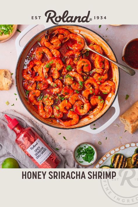 This one-pan Honey Sriracha Shrimp dish is a perfect balance of sweet and spicy, bringing together the bold flavors of zesty sriracha and honey. The shrimp are pan-seared to perfection, creating a crispy exterior, while the sauce offers a sticky, flavorful coating. #shrimp #sriracha #honey #onepanmeal #sweetandspicy #dinnerideas #seafood #deliciouseats #globalpantry #globalfoodieclub #foodie Honey Sriracha Shrimp, Sriracha Shrimp, Spicy Seafood, Shrimp Sauce, Shrimp Dishes, One Pan Meals, The Sauce, Chili Sauce, Seafood Dishes