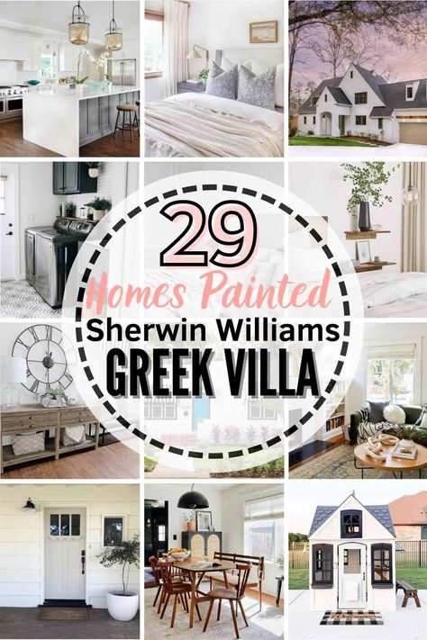 All About Sherwin Williams Greek Villa! See if this neutral paint is the right paint shade for your home! We'll compare it to similar shades, explore undertones, and see it in 29 REAL homes! #greekvilla #sherwinwilliams #paintcolor #paint #sherwinwilliamsgreekvilla Sherwin Williams On The Rocks, Sherwin Williams Greek Villa, Sherwin Williams Creamy, Greek Villa Sherwin Williams, Perfect Grey Paint Color, Perfect Grey Paint, Greek Villa, Greek Villas, Popular Paint Colors