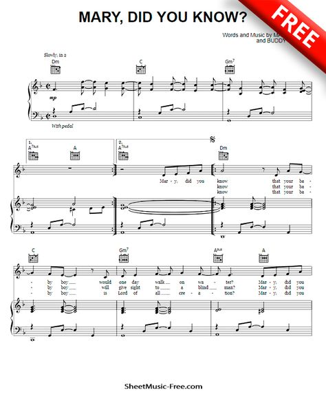 Mary Did You Know Sheet Music Free, Mary Did You Know Sheet Music, Mary Did You Know, Christmas Hymns, Christmas Piano Sheet Music, Popular Piano Sheet Music, Piano Songs Sheet Music, Free Printable Sheet Music, Piano Sheet Music Pdf