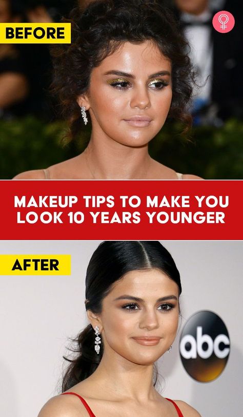 Makeup Tips To Make You Look 10 Years Younger: Drinking lots of water, eating a diet rich in Vitamins, protecting your skin from the sun are some ways to protect your skin. However, doing this does not overlook the need for good makeup, which can help cover up those tiny signs of the 40s that have started to show, making you look and feel younger by almost ten years! How To Look Younger, At Home Skincare, Skincare At Home, Skin Home Remedies, Makeup Tips To Look Younger, Skin Care At Home, Skin Care Home Remedies, Simple Makeup Tips, Pregnant Diet