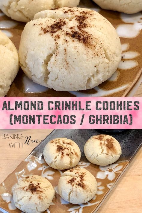 These melt away cookies are nothing like you ever tasted before. Enjoy them with your favorite hot beverage. Algerian Cookies Recipe, Crinkles Cookies, Meltaway Cookies, Algerian Food, Crinkle Cookies Recipe, Almond Meal Cookies, Algerian Recipes, Cinnamon Cookies, Cinnamon Almonds