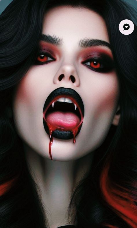 Female Demon Makeup Halloween, Gothic Vampire Women, Vampire Ladies, Dracula's Brides, Vampire Lady, Vampy Makeup, Vampire Bride, Vampire Pictures, Girl Face Tattoo