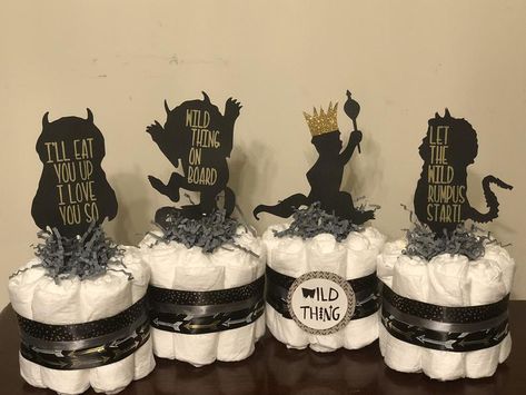 Wild One Birthday Cake, Diaper Centerpiece, One Birthday Cake, Wild Things Party, Wild Baby Shower, Mini Diaper Cakes, Personalized Swaddle Blanket, Cupcakes For Boys, Baby Shower Cakes For Boys