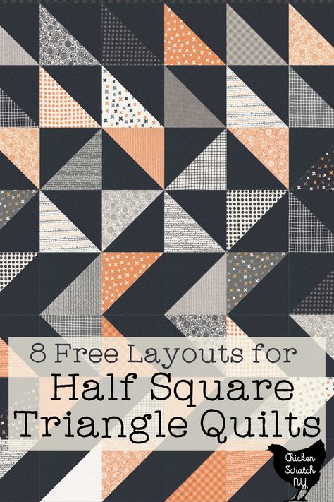 Half Square Triangles are a huge part of quilting, and mastering them is a skill worth having! Here are 8 simple half-square triangle quilt patterns to give you lots of options for all your HSTs. Easy Triangle Quilt, Quilt Blocks Using Half Square Triangles, Hst Quilt Layouts, Quilt Pattern Triangles, Hst Patterns Quilt, Hst Layout Ideas, Triangle Square Quilt Pattern, Half Triangle Quilt Patterns Layout, Quilt With Triangles