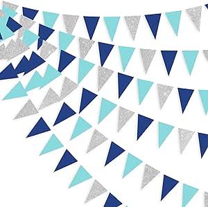 Paper Triangle, Triangle Bunting, Blue Bunting, Triangle Flag, Triangle Banner, Paper Bunting, Flag Garland, Sprinkle Shower, Pirate Theme Party