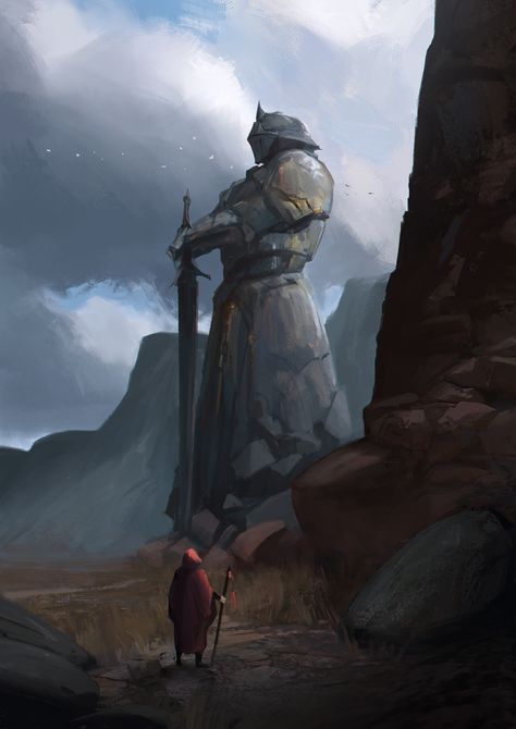 ArtStation - Old relic, Wasan Techawibulchai Giant Statue, 다크 판타지, Fantasy City, Fantasy Setting, Fantasy Monster, Fantasy Art Landscapes, Fantasy Concept Art, High Fantasy, Arte Fantasy