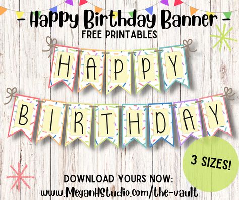 free printable happy birthday banner with bright colors, DIY party deocr, party printables #happybirthday #partyprintable #partydecor #partygarland #birthdaybanner Birthday Printables Free, Free Printable Birthday Banner, Happy Birthday Banner Printable Free, Birthday Picture Banner, Printable Birthday Decorations, Happy Birthday Free Printable, Free Printable Rainbow, Free Birthday Banner, Printable Banner Template