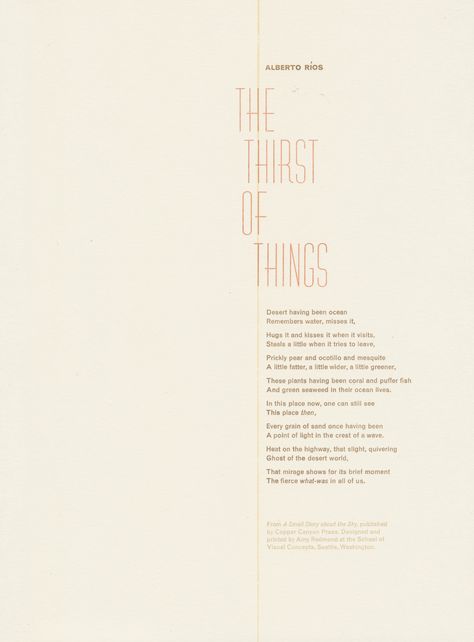 The Thirst of Things—(2017) – Amada Press / Letterpress Prints Poem Layout Design Poetry, Poem Typography Design, Poetry Magazine Layout, Poem Graphic Design, Poetry Graphic Design, Poem Design Layout, Poetry Poster Design, Poems Design, Poetry Book Layout