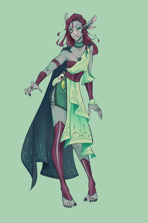 Druid Pose Reference, Firbolg Wizard, Tiefling Druid Female, Dnd Druid Outfit, Firbolg Female, Female Firbolg, Druid Clothing, Druid Outfit, Tiefling Druid