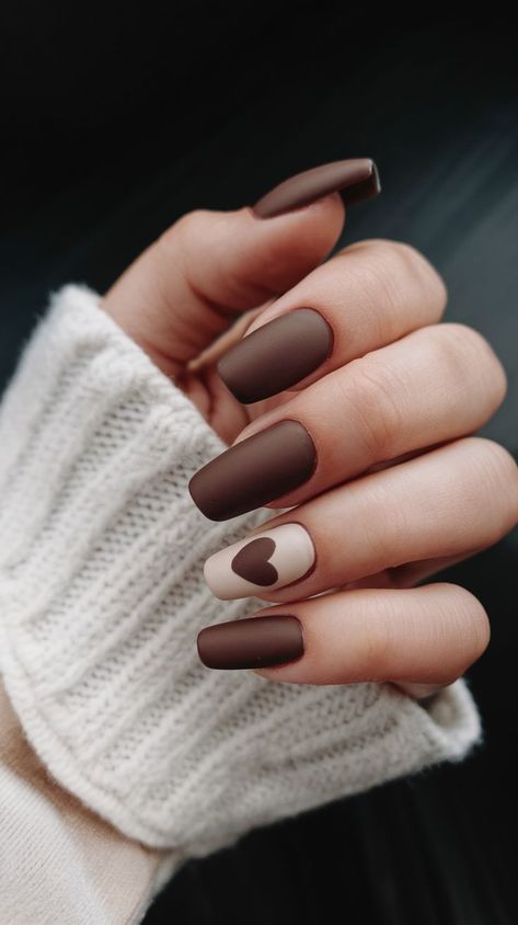 54+ Simple Brown Nails for a Classic Autumn Look Brown Ballerina Nails, Brown Matte Nails Design, Brown Nails Acrylic Short, Simple Brown Nails, Neutral Fall Colors, Brown Nail Designs, Brown Acrylic Nails, Brown Nail, Brown Nails Design