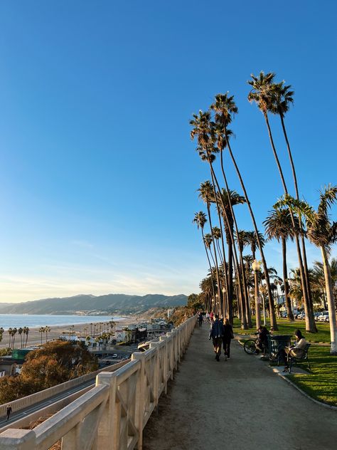 Palisades park in Santa Monica CA. Mountains meet beach Downtown Santa Monica, Santa Monica Neighborhood, California On Film, Santa Monica Beach Aesthetic, La Beach Aesthetic, Santa Monica Pier Aesthetic, Santa Monica Aesthetic, Los Angeles Beach, California Places To Visit