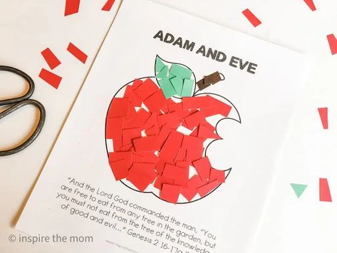 Adam And Eve Apple, Eve Story, Adam And Eve Craft, Adam And Eve Story, Adam And Eve Bible, Eve Apple, Toddler Sunday School, Apple Template, September Crafts