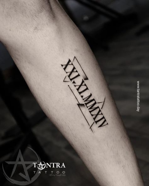 Roman Words, Word Tattoo Ideas, Roman Numeral Tattoo, Numeral Tattoo, Simple Arm Tattoos, Roman Numeral Tattoos, Word Tattoo, Buddha Art Painting, Calf Tattoo