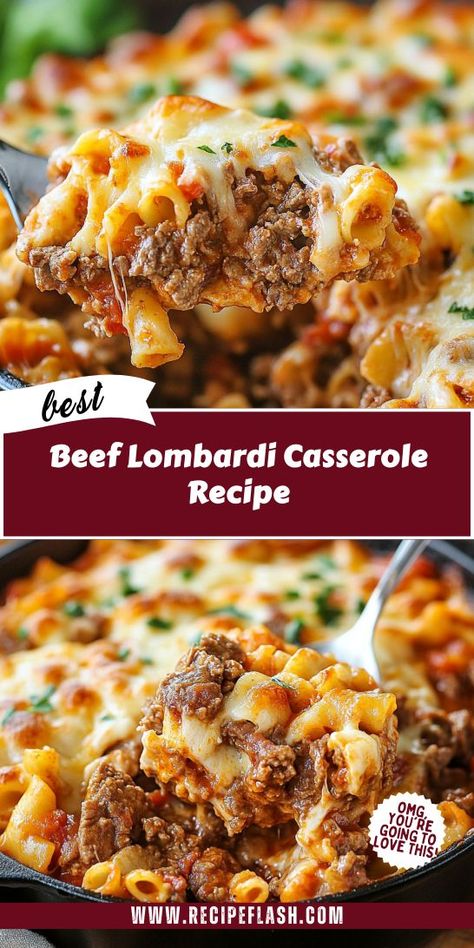 Craving comfort food that’s both filling and easy to make? This Beef Lombardi Casserole Recipe is the perfect solution for busy nights, packed with ground beef and cheesy goodness. Don’t forget to save this recipe for a quick and delightful dinner option that everyone will enjoy! Lombardi Casserole, Beef Lombardi, Casserole With Noodles, Hamburger And Potatoes, Ground Beef Casserole Recipes, Ground Beef Pasta, Savory Recipe, Ground Beef Dishes, Beef Pasta