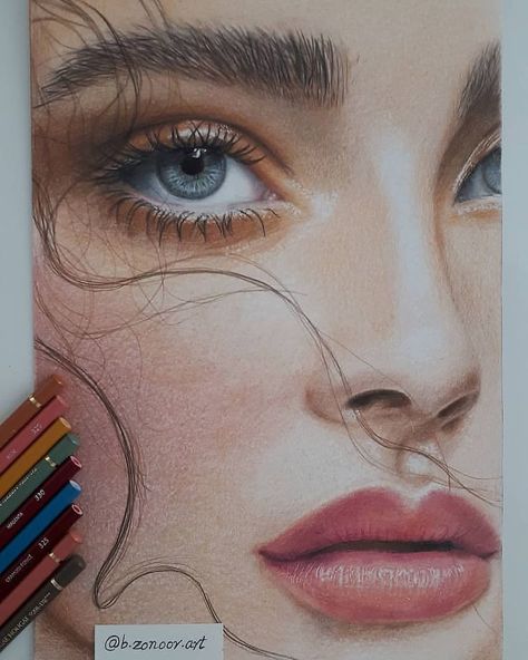 Colored Pencil Portrait, Realistic Pencil Drawings, Pencil Sketch Images, Colored Pencil Artwork, Art Promotion, Oil Pastel Art, Colour Pencil, Eye Painting, Small Canvas Art