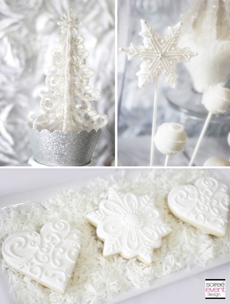 Winter Bridal Shower Themes, Christmas Engagement Party, Bridal Shower Sweets, Winter Engagement Party, Bridal Shower Desserts, Wedding Shower Themes, White Winter Wedding, Winter Bridal Showers, Lovely Wedding Dress