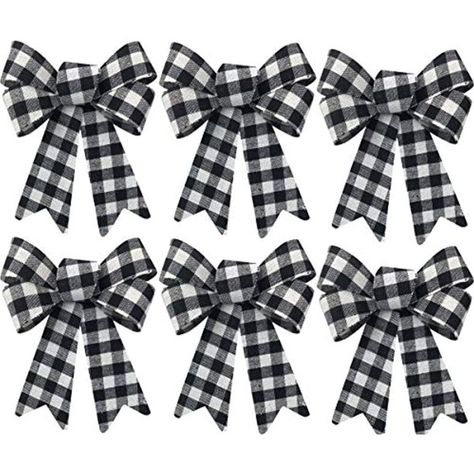 Happy Holidays Christmas Decoration Bow Bundle Great for Tree, Decor, Crafts, Wrapping, Wreath - Set of (6) - Black and White Buffalo Plaid Black Christmas Trees, White Christmas Tree, Christmas Tree Themes, Holidays Christmas, White Buffalo, Holiday Time, Christmas Tree Toppers, Holiday Decor Christmas, Tree Decor