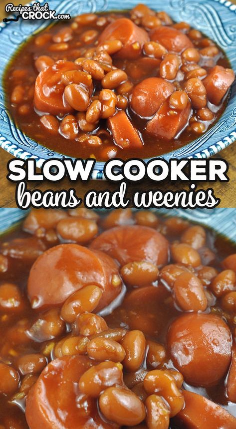 Hot Dog Crock Pot Recipes, Beans In Crock Pot, Hot Dog Crock Pot, Hot Dog Bean Casserole, Beanee Weenee Recipe, Beenie Weenie Crockpot, Weiner Recipes Dishes, Weiner Recipes Meals, Crockpot Hotdogs Recipes