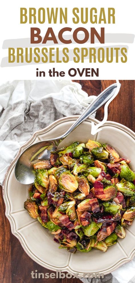 Brussels Sprouts In The Oven, Turkey Bacon Recipes, Oven Roasted Brussels Sprouts, Brussel Sprouts Recipes Easy, Roasted Brussel Sprouts Oven, Glazed Brussels Sprouts, Thanksgiving Vegetables Side Dishes, Bacon Brussels Sprouts, Christmas Salad Recipes