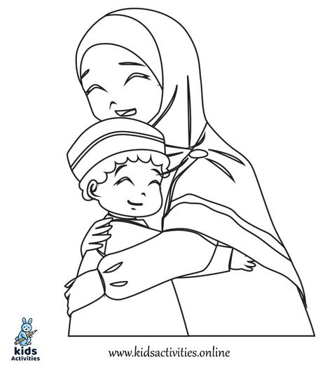 Islamic Coloring Pages Free Printable, Mothers Day Coloring Sheets, Mom Coloring Pages, Monster Truck Coloring Pages, Mothers Day Coloring Pages, Family Coloring Pages, Hanging Craft Ideas, Space Coloring Pages, Christmas Activity Book