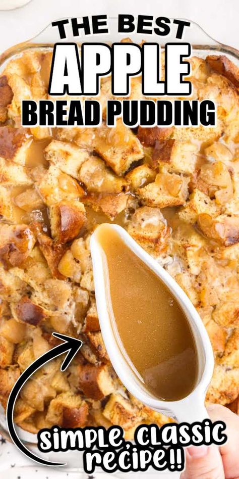 Bursting with the flavors of apples and cinnamon, this Apple Bread Pudding is baked to a golden perfection, with a delicate, moist inside. Apple Bread Pudding Recipe Easy, Apple Raisin Bread Pudding, Apple Cinnamon Bread Pudding, Apple Bread Pudding Easy, Golden Delicious Apple Recipes, Apple Pie Bread Pudding Recipe, Apple Praline Bread, Cinnamon Bread Pudding Recipe, Apple Pie Bread Pudding