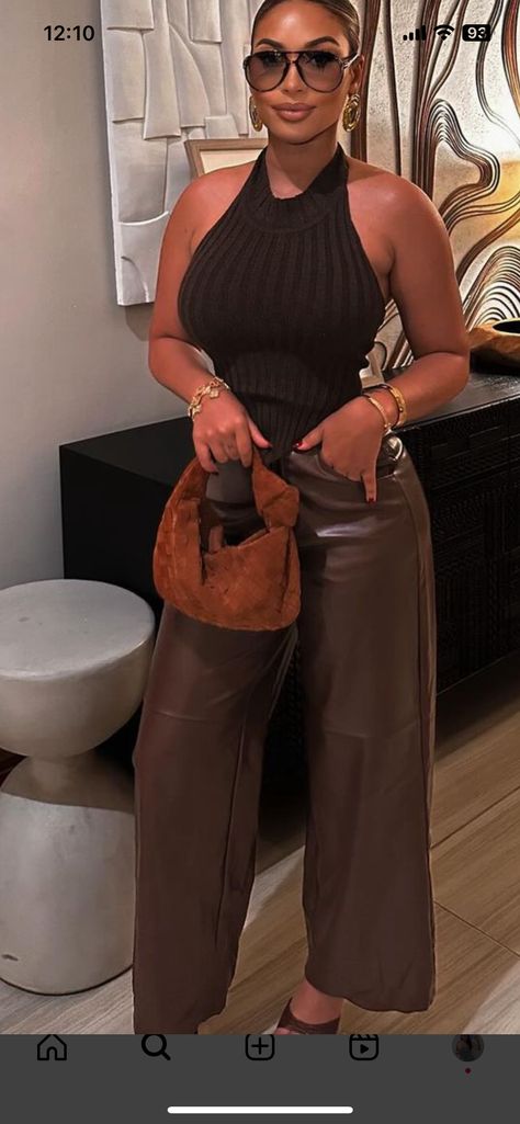 Tan Tube Top Outfit, Black Leather And Lace Outfit, Classy Outfits Night Out, Black Women Luxury Outfits, Winter Night Out Outfit Black Women, Tall And Curvy Fashion Outfits, Bronze Heels Outfit, Basketball Date Outfit For Women, Gno Outfit Fall Night