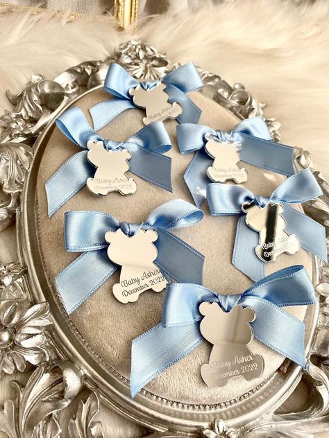 Teddy Bear Acrylic Mirror Tag, Baby Blue Baby Shower Tag, Thank You Beary Much, Personalized Gift, Teddy Bear Birthday, We Can Bearly Wait by BerelDesignFavors on Etsy Teddy Bear Theme, Teddy Bear Birthday, First Communion Favors, Baby Shower Tags, We Can Bearly Wait, Communion Favors, Bearly Wait, Bear Theme, Teddy Bear Baby Shower