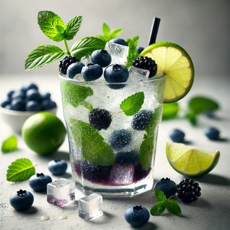 Blueberry Mojito Recipe 🍋🍹 Ingredients: 10 fresh blueberries (plus extra for garnish) 8-10 fresh mint leaves 2 tablespoons lime juice (about 1 lime) 2 teaspoons sugar (or to taste) 2 oz white rum Club soda or sparkling water Crushed ice Lime wedges and mint sprig for garnish Preparation: Muddle the Ingredients: In a tall glass, muddle the fresh blueberries, mint leaves, lime juice, and sugar together. Use a muddler or the back of a spoon to crush and release the flavors. Add Rum and Ice: Po... Blueberry Mojito Recipe, Blueberry Mojito, Diy Cement Planters, Mint Sprig, Crushed Ice, Club Soda, White Rum, Fresh Mint Leaves, Lime Wedge