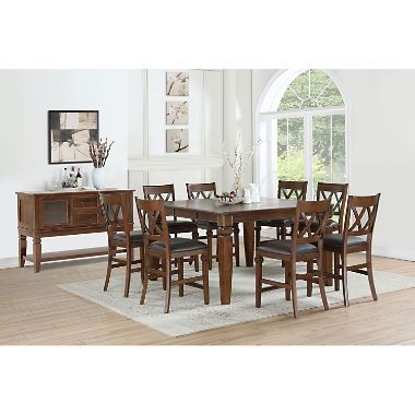 Member's Mark Aldridge 9-Piece Dining Set - Sam's Club Cottage Table, Traditional Dining Tables, Extendable Table, Solid Wood Dining Set, Dining Furniture Sets, Table Dining, Wood Bench, Free Space, Table And Chair Sets