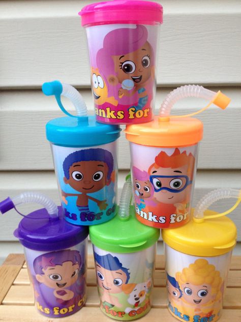 Favors Bubble Guppies Theme, Bubble Birthday Parties, Bubble Guppies Birthday Party, Party Favor Cups, Bubble Guppies Party, Bubble Birthday, Bubble Guppies Birthday, Favor Cups, Bubble Guppies