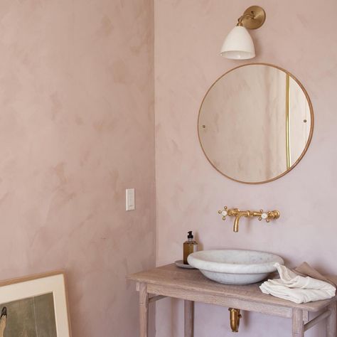 Nice bowl and taps and light above mirror Coral Paint, Lime Wash Walls, Limewash Walls, Lime Wash, Old Stone Houses, Lime Paint, Washing Walls, Color Skin, Modern Farmhouse Bathroom