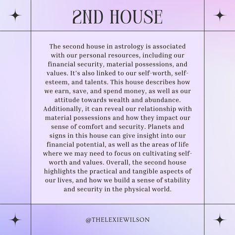 2nd House Astrology, Capricorn Saturn, Hoodoo Witch, House Astrology, House In Astrology, Astrology Journal, Zodiac Houses, Astrology Meaning, Chart Astrology