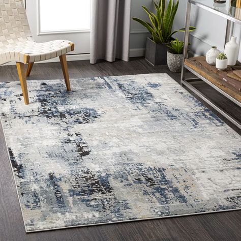 Abstract Area Rug, Navy Rug, Abstract Rug, Blue Abstract, Contemporary Area Rugs, Modern Area Rugs, Home Rugs, Grey Rugs, Blue Rug