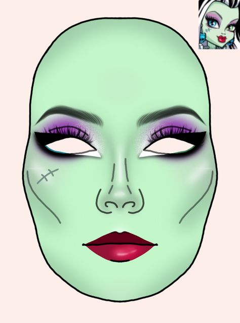 Frankie Stein Hair Dye, Frankie Stein Eye Makeup, Frankie Monster High Makeup Look, Frankie Stein Makeup Halloween, Monster High Halloween Makeup, Frankie Stein Makeup Inspiration, Frankie Makeup Monster High, Monster High Frankie Makeup, Frankie Stein Costume Diy