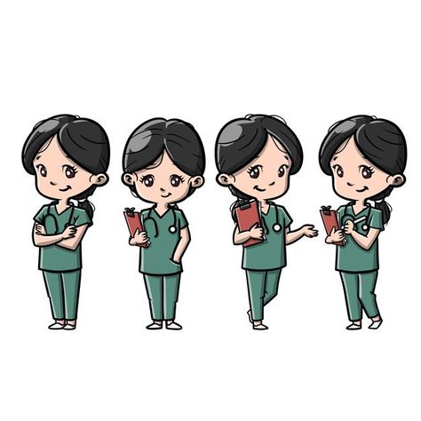 Cute nurse cartoon | Premium Vector #Freepik #vector #frame Cute Nurse Pictures, Nurse Cartoon Art, Nurse Animation, Cartoon Nurse, Nurse Drawing, Nurse Friends, Nurse Leader, Medical Artwork, Nurse Cartoon