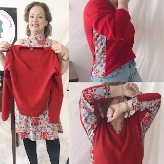 Diy Sweater Refashion, Cashmere Sweater Upcycle, Remake Clothes, Red Cashmere Sweater, Diy Sweater, Upcycle Clothes Diy, Creative Clothes, Sweater Refashion, Visible Mending