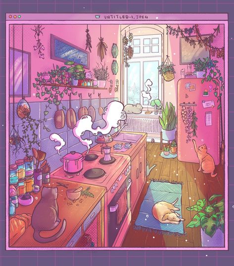 Aesthetic Kitchen, Isometric Art, Japon Illustration, Witch Art, Dessin Adorable, 판타지 아트, Cute Art Styles, Kawaii Drawings, Kawaii Art